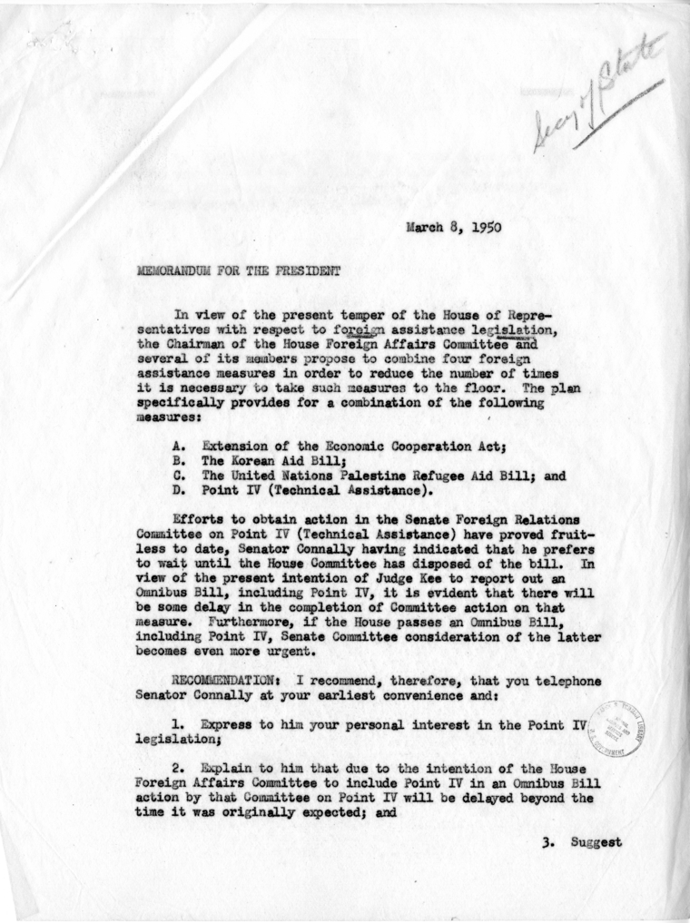 Memorandum, Dean Acheson to Harry S. Truman