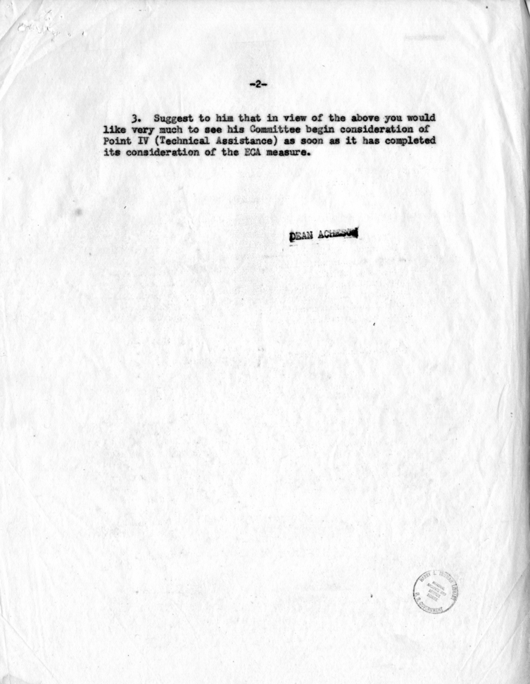 Memorandum, Dean Acheson to Harry S. Truman