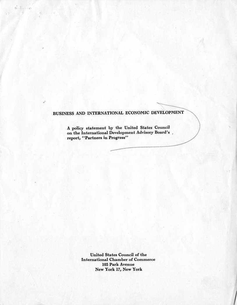 Memorandum from Norman Taber, United States Council of the International Chamber of Commerce, with Attachments