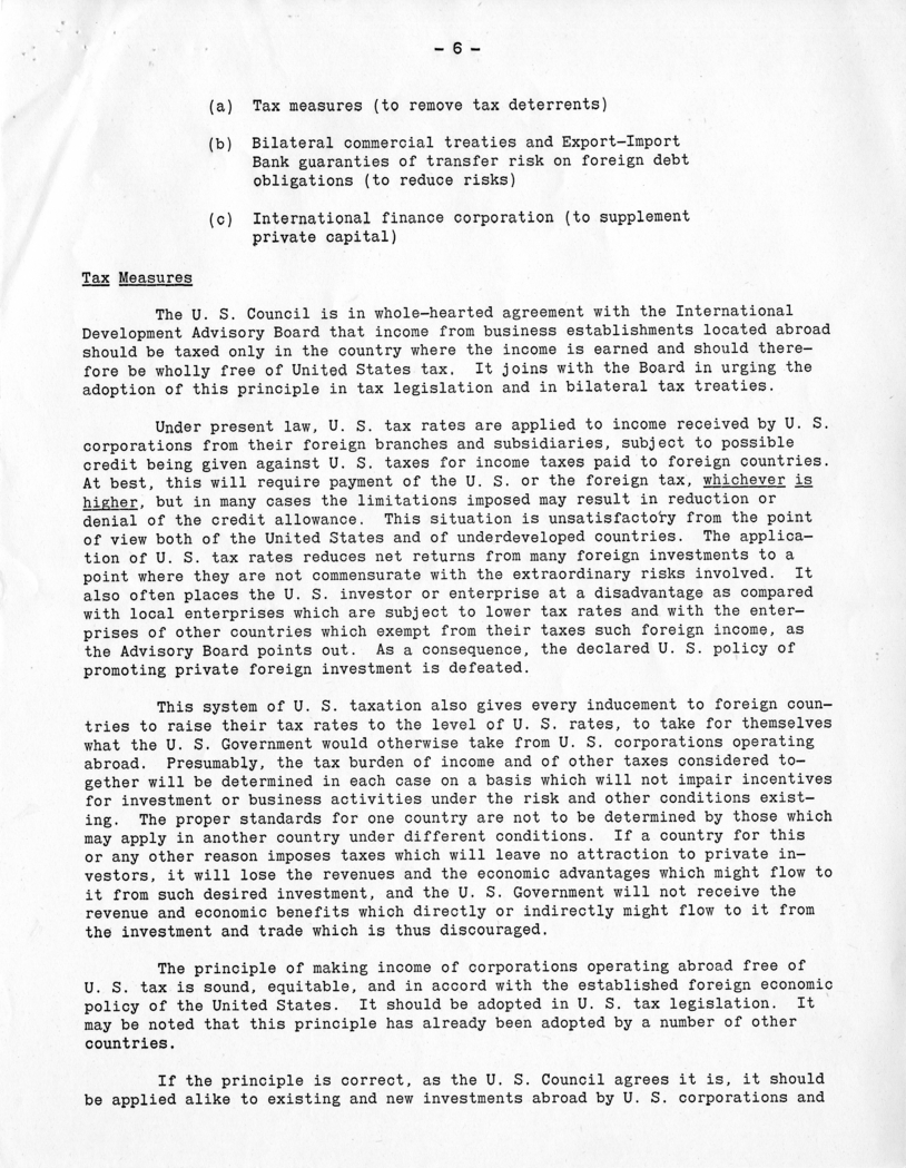 Memorandum from Norman Taber, United States Council of the International Chamber of Commerce, with Attachments