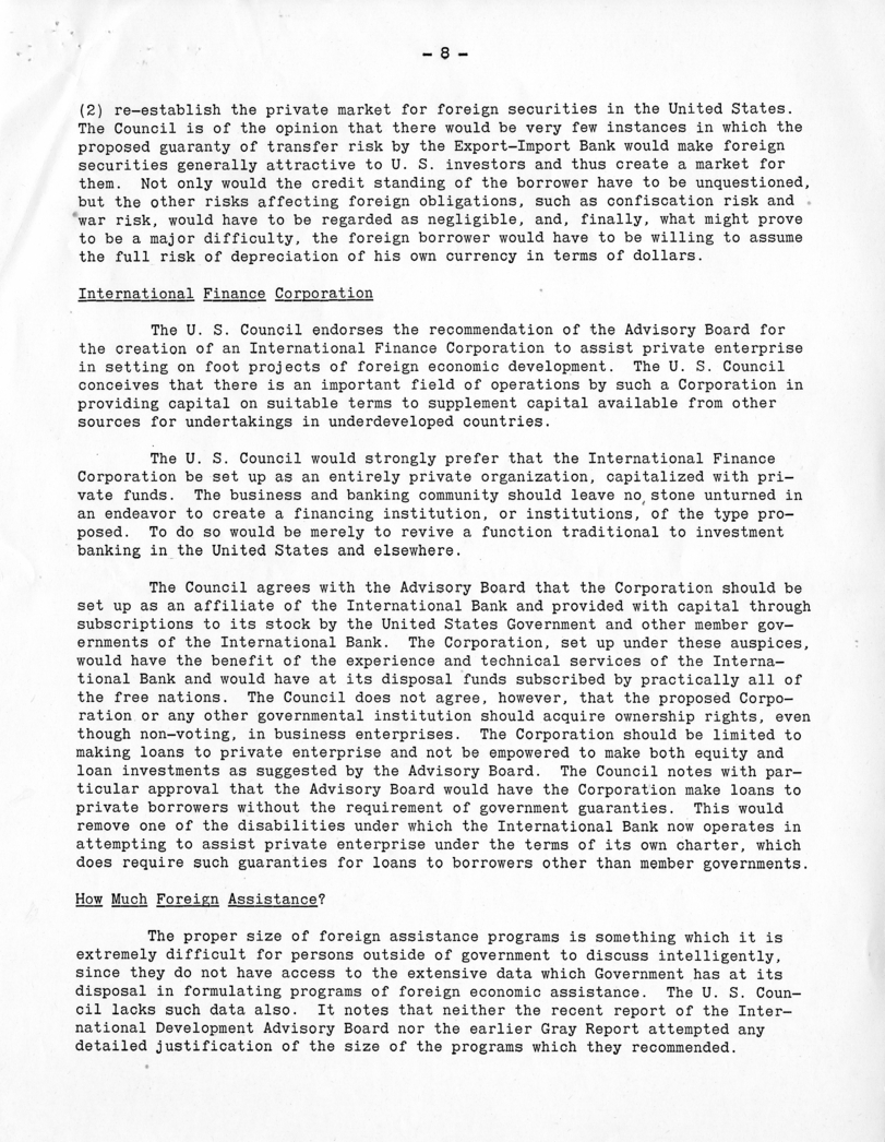 Memorandum from Norman Taber, United States Council of the International Chamber of Commerce, with Attachments