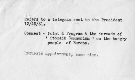 Correspondence Between Harry S. Truman and D.W. Brooks