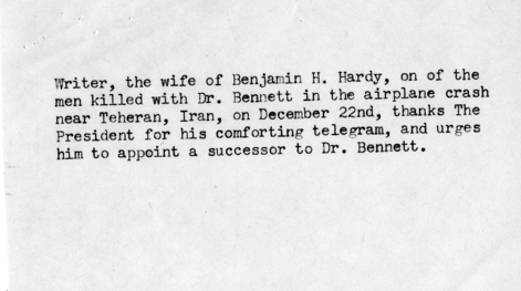 Correspondence Between Harry S. Truman and Christine Hardy