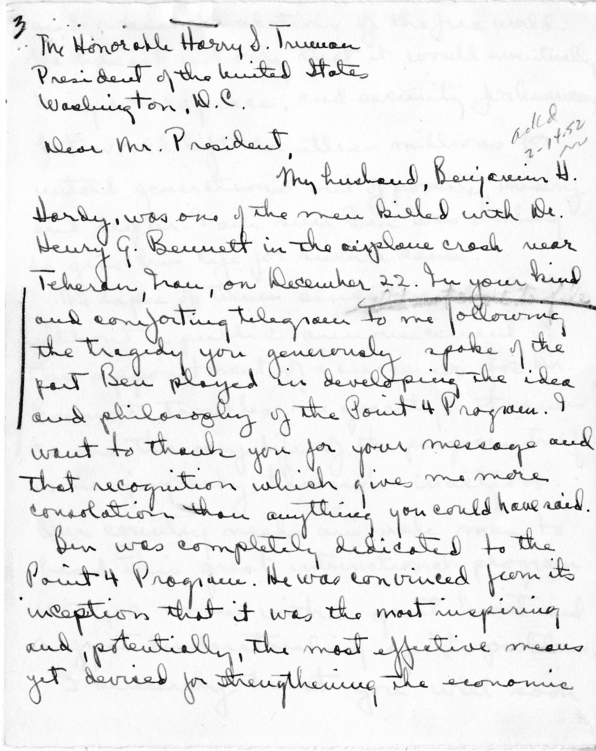 Correspondence Between Harry S. Truman and Christine Hardy