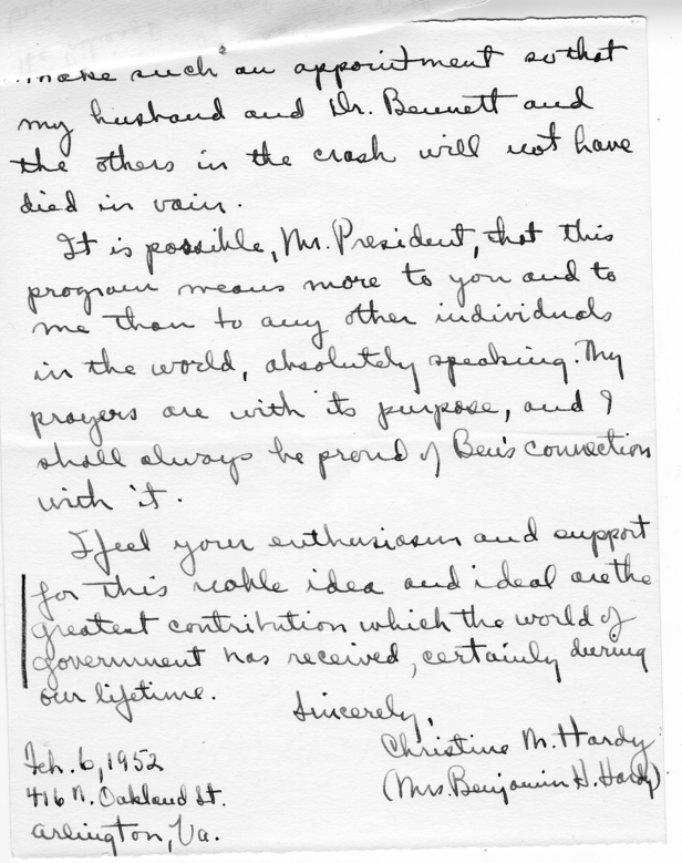 Correspondence Between Harry S. Truman and Christine Hardy