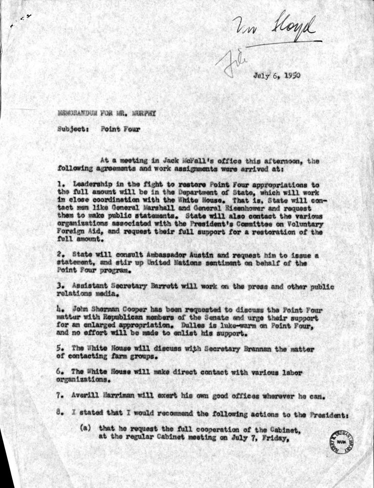 Memorandum, George Elsey to Charles Murphy