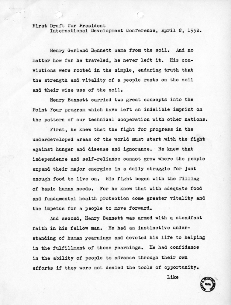 Paul Duncan to Richard Neustadt, with Attached Speech Draft
