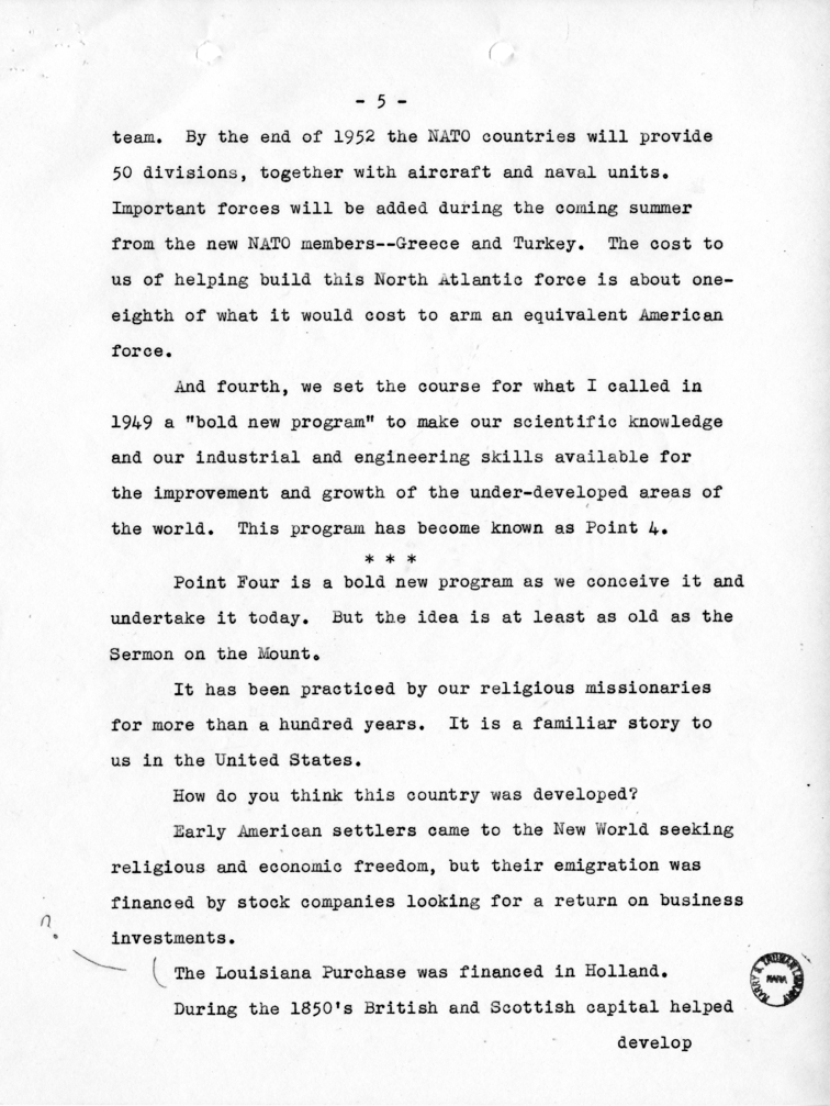 Paul Duncan to Richard Neustadt, with Attached Speech Draft