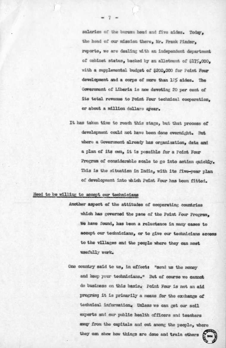 Outline of Remarks by Secretary Dean Acheson Before the National Conference on International Economic and Social Development