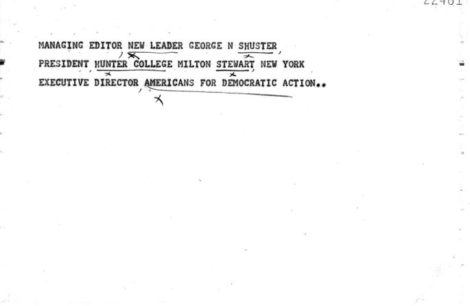 Telegram, Alfred M. Bingham et al., to Harry S. Truman