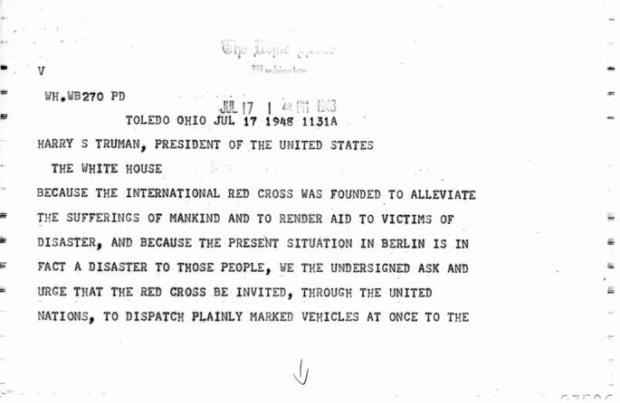Michael V. Disalle to Harry S. Truman, with reply from Matthew Connelly, with attached internal memos