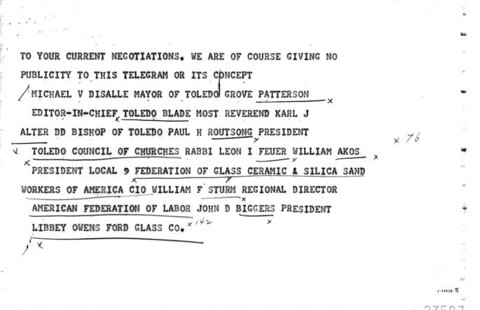 Michael V. Disalle to Harry S. Truman, with reply from Matthew Connelly, with attached internal memos