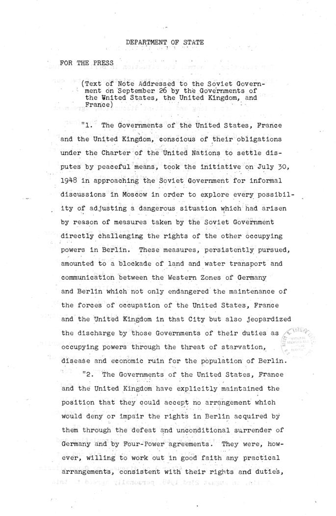 State Department Press Release