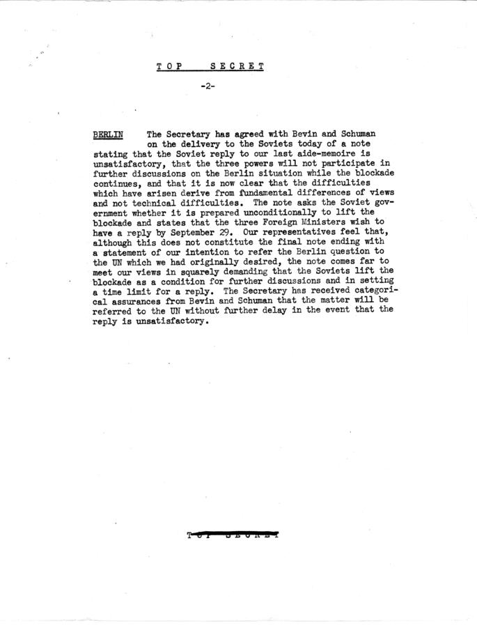 State Department Summary of Telegrams