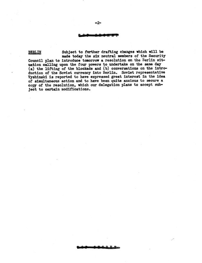 State Department Summary of Telegrams