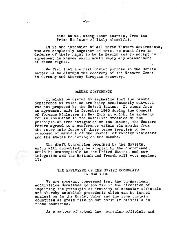 Report on Negotiations with Soviets
