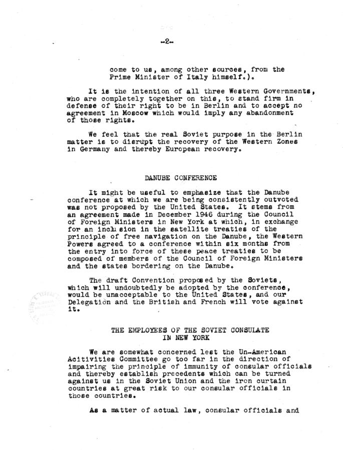 Report on Negotiations with Soviets
