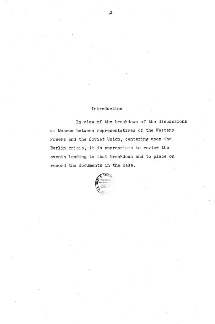 The Berlin Crisis: Report on the Moscow Discussions, 1948