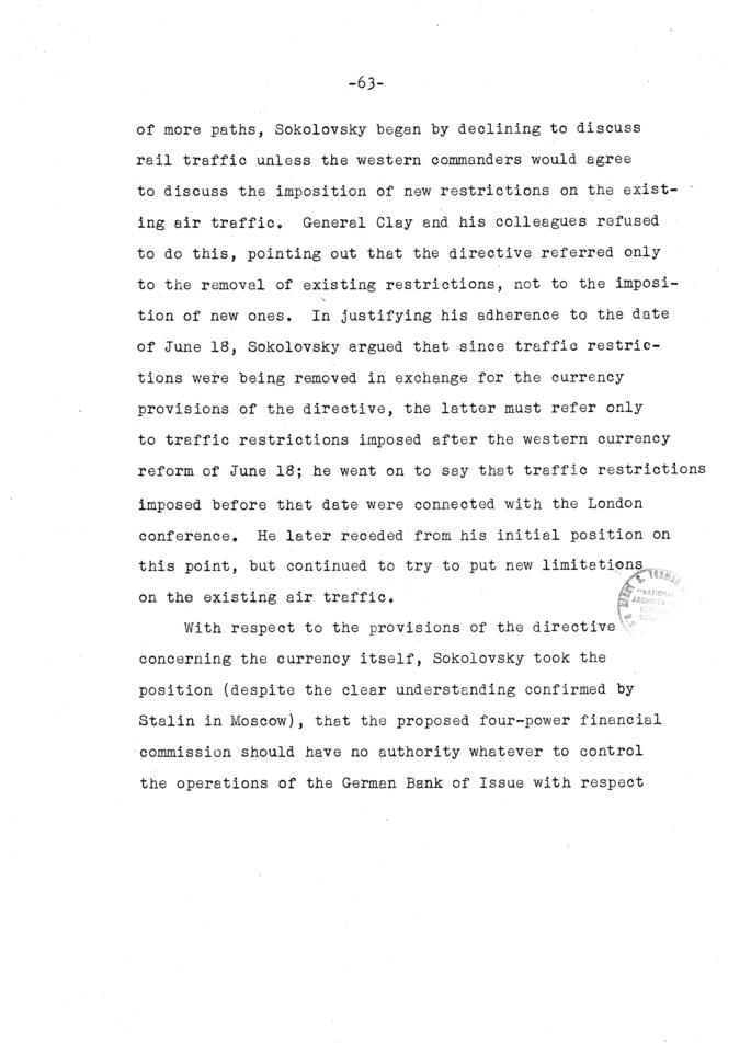 The Berlin Crisis: Report on the Moscow Discussions, 1948