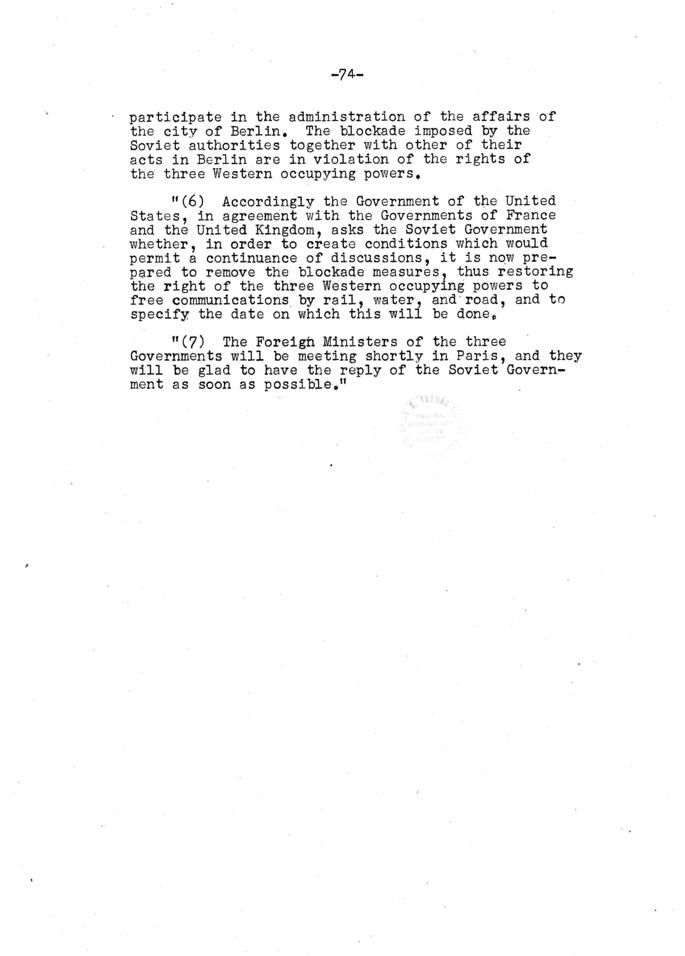 The Berlin Crisis: Report on the Moscow Discussions, 1948