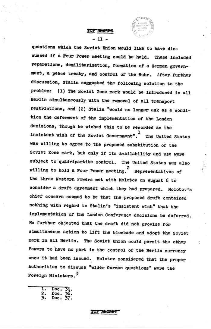 \"The Berlin Crisis,\" Research Project No. 17, Rough Draft, Department of State