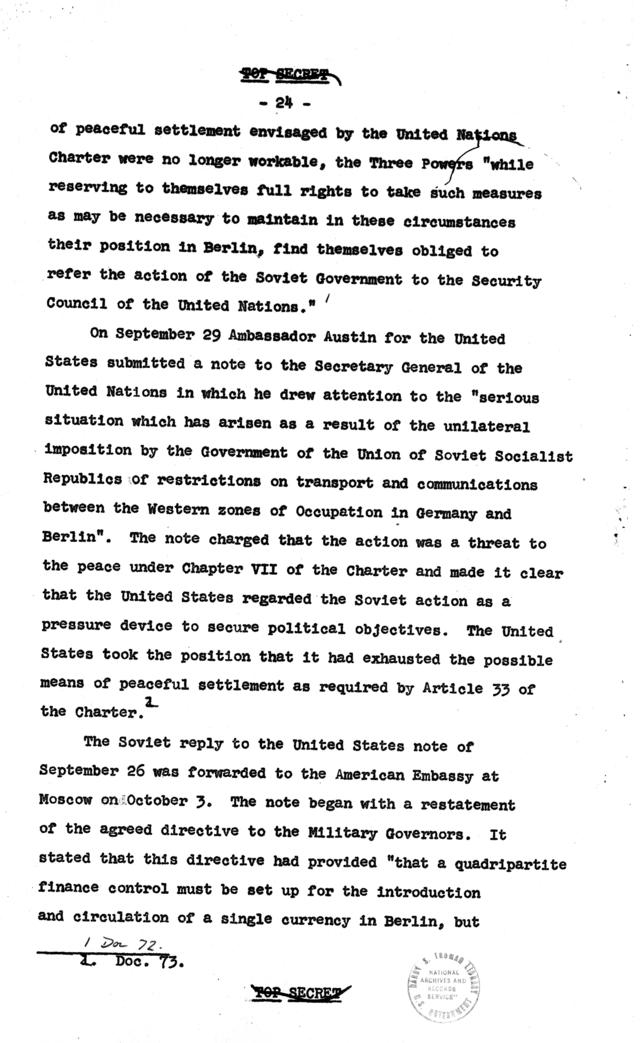 \"The Berlin Crisis,\" Research Project No. 17, Rough Draft, Department of State