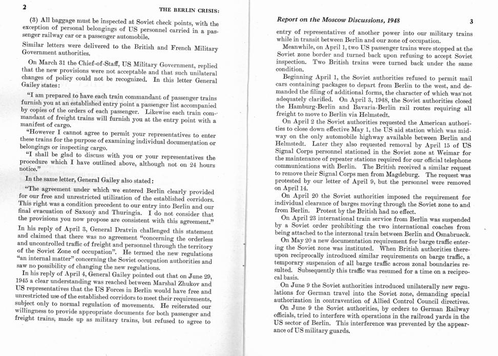 The Berlin Crisis: A Report on the Moscow Discussions, 1948, Department of State