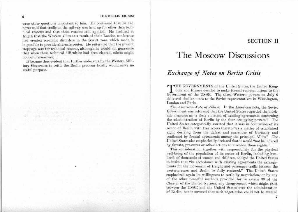 The Berlin Crisis: A Report on the Moscow Discussions, 1948, Department of State