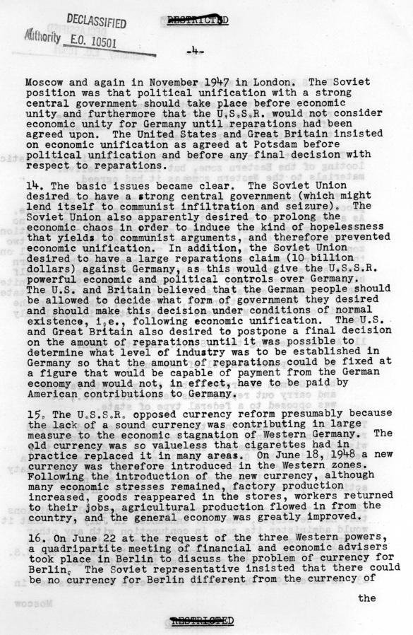 Berlin Background, Information Memo #28, Department of State