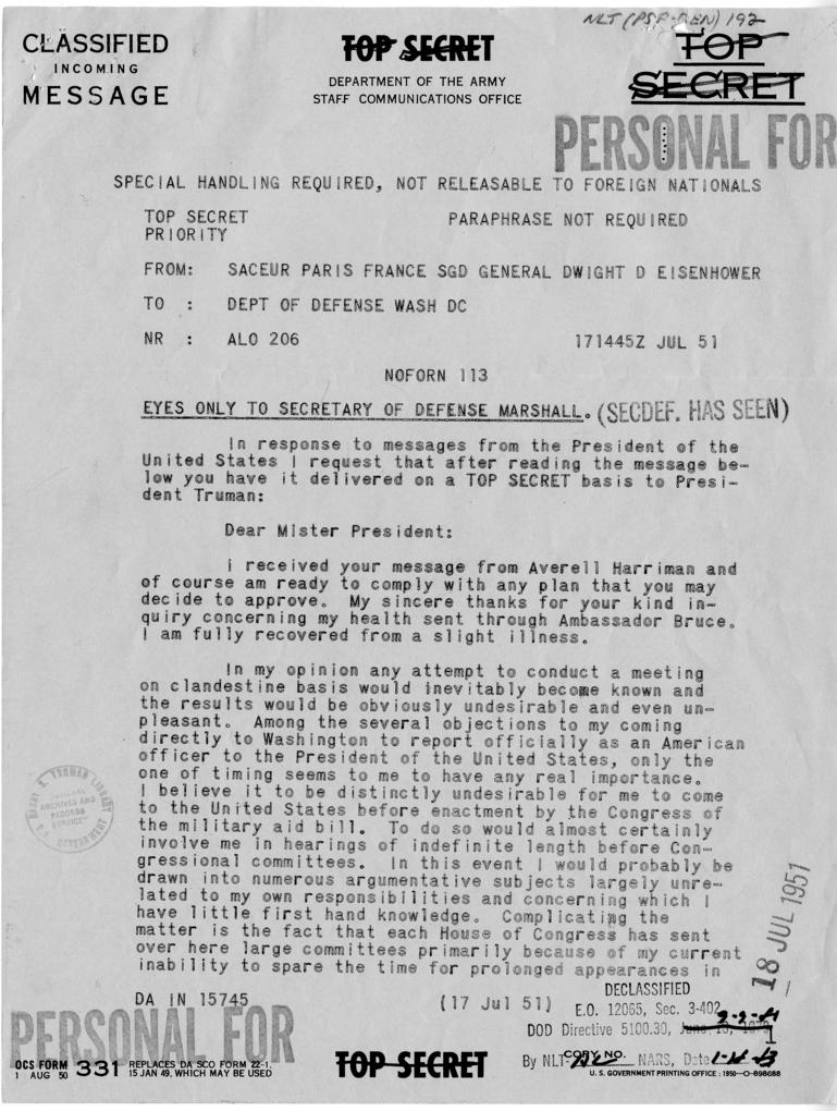 Correspondence between Harry S. Truman and George C. Marshall, with related material