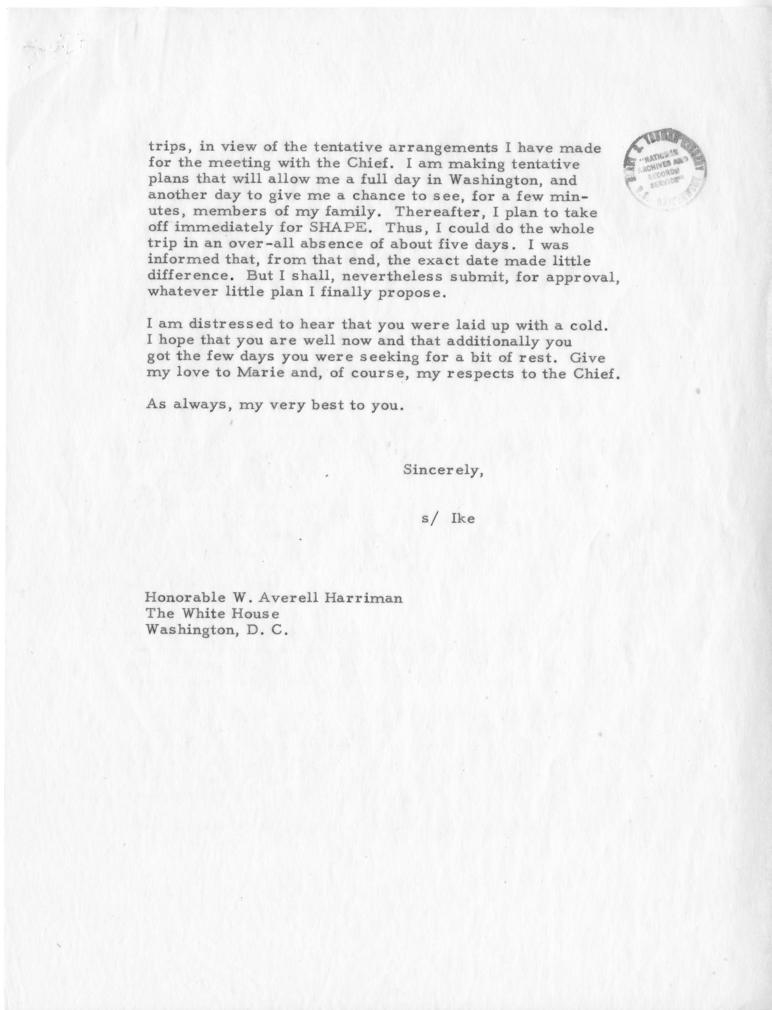 Harry S. Truman to W. Averell Harriman, with attachment