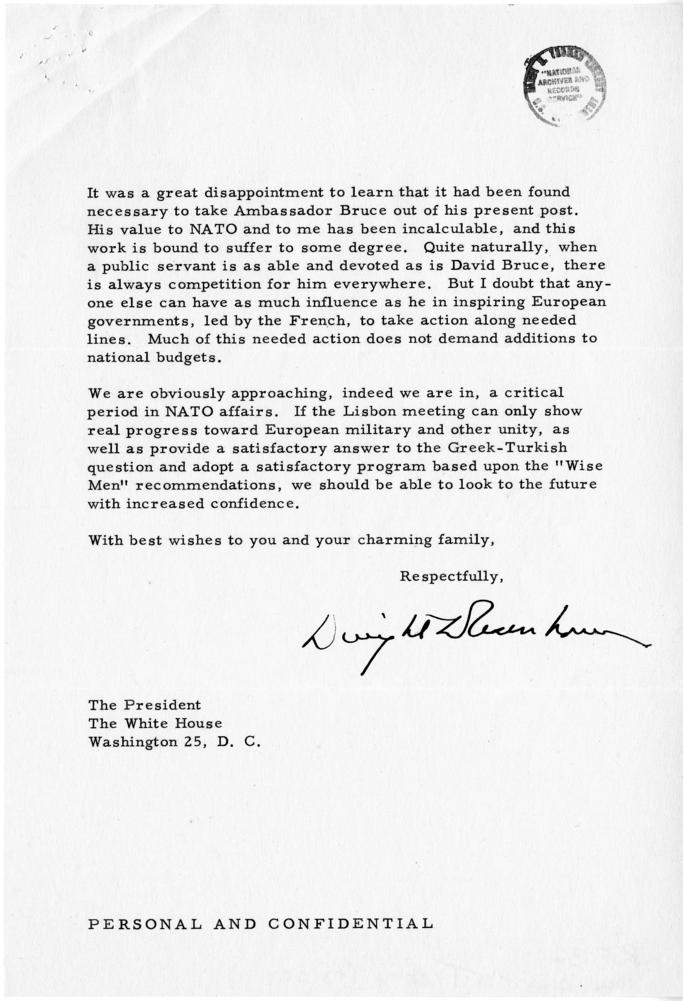 Correspondence between Dwight D. Eisenhower and Harry S. Truman