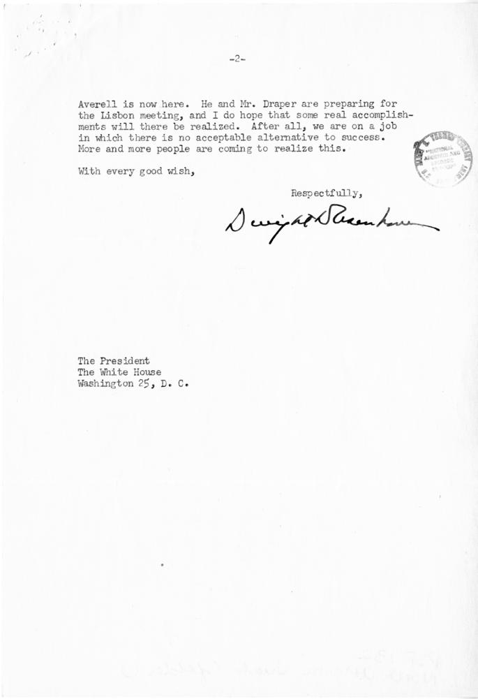 Correspondence between Dwight D. Eisenhower and Harry S. Truman