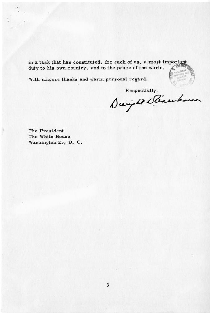Correspondence between Robert Lovett and Dwight D. Eisenhower