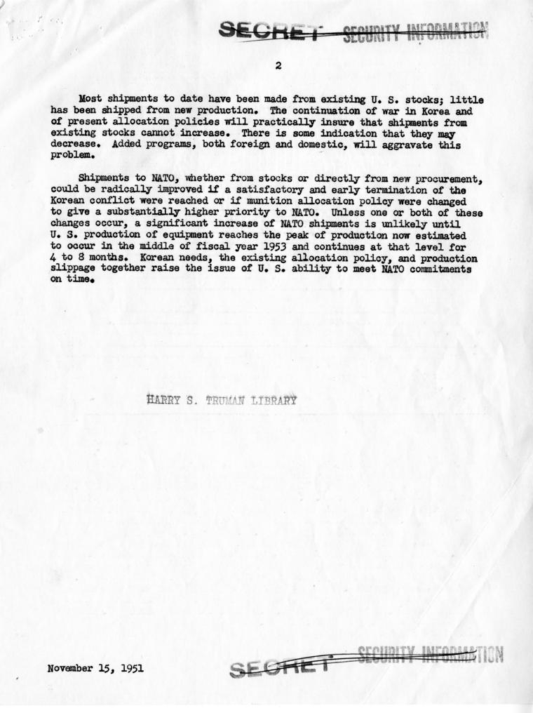 Memo, Frederick J. Lawton to Harry S. Truman, with related material