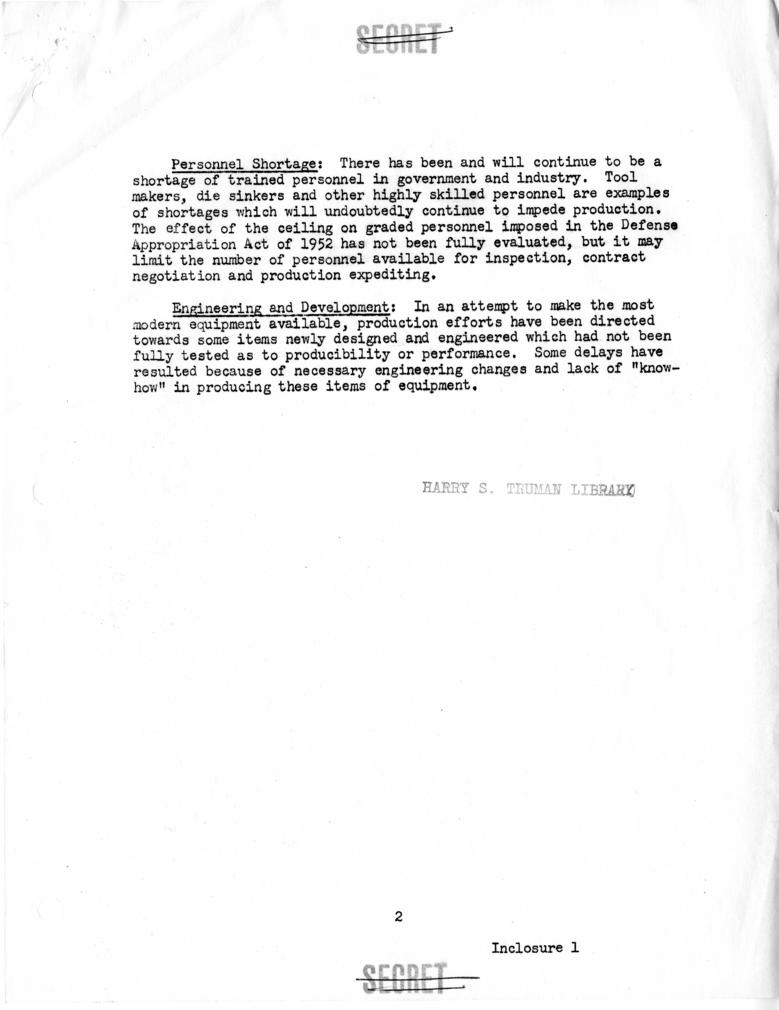 Memo, Frederick J. Lawton to Harry S. Truman, with related material