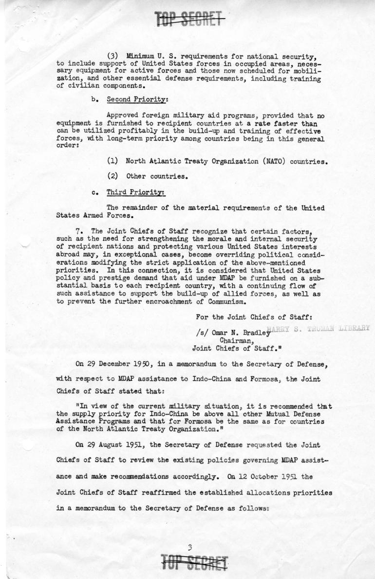 Memo, Frederick J. Lawton to Harry S. Truman, with related material