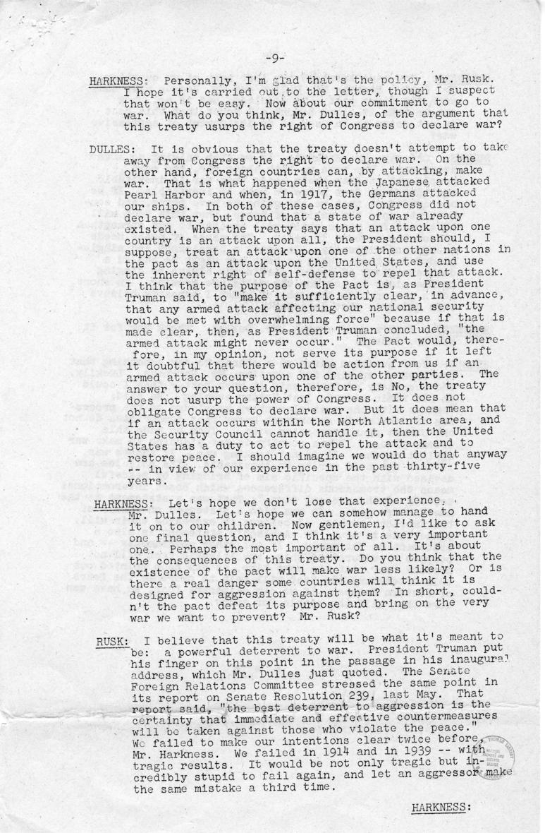State Department Press Release, Transcript of Broadcast