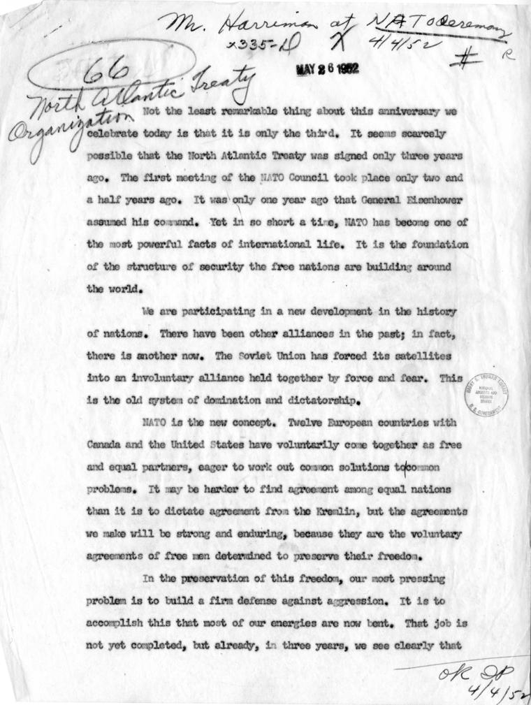 Text of speech given by Averell Harriman