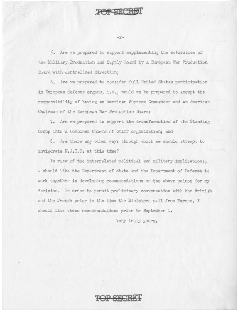 Draft, Harry S. Truman to Louis Johnson and Dean Acheson