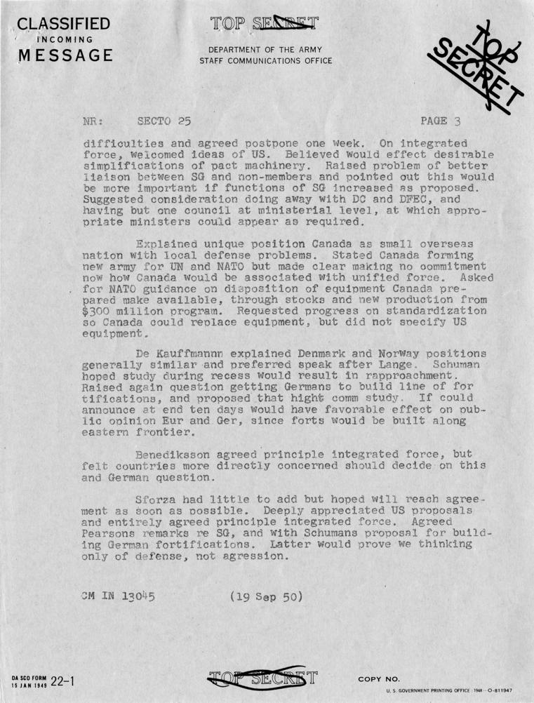 Telegram, Dean Acheson to Harry S. Truman