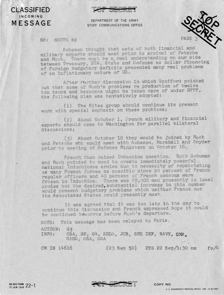 Telegram, Dean Acheson to Harry S. Truman