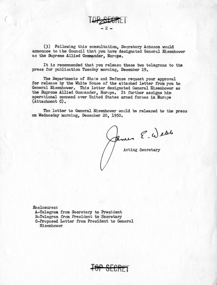 Memo, James E. Webb to Harry S. Truman, with related material