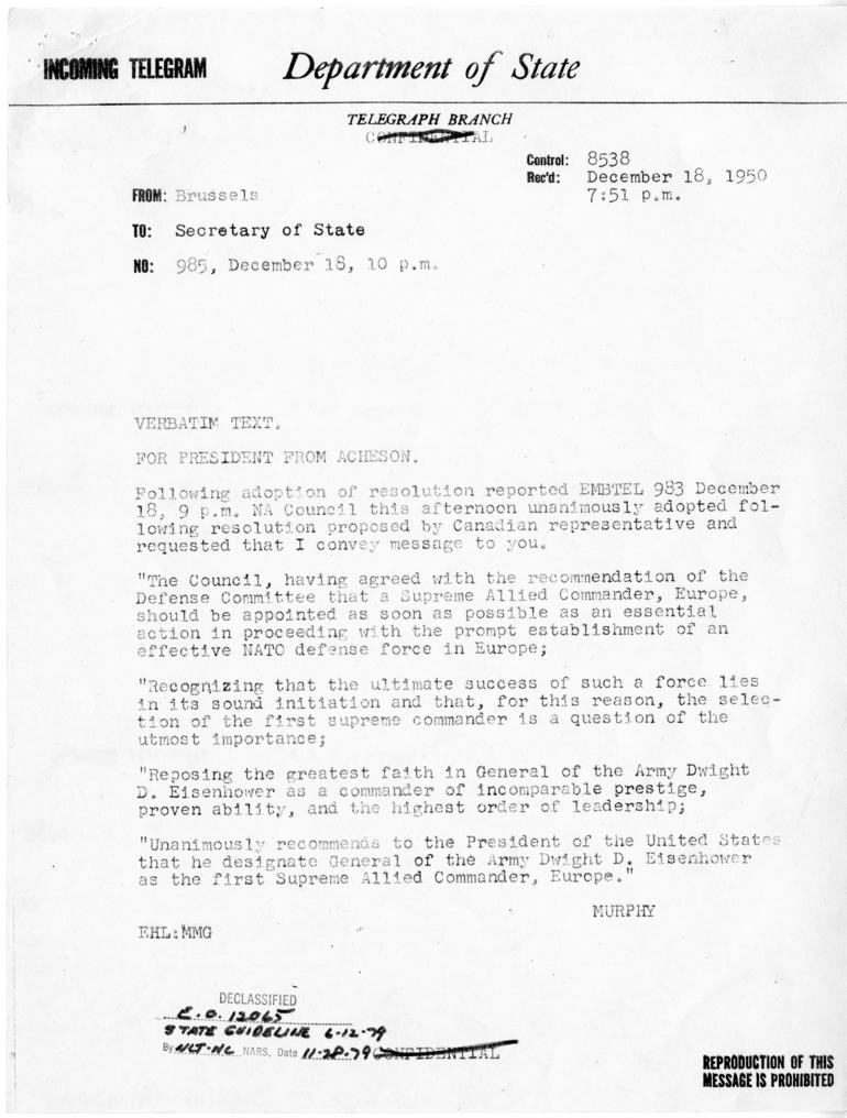 Memo, James E. Webb to Harry S. Truman, with attachments