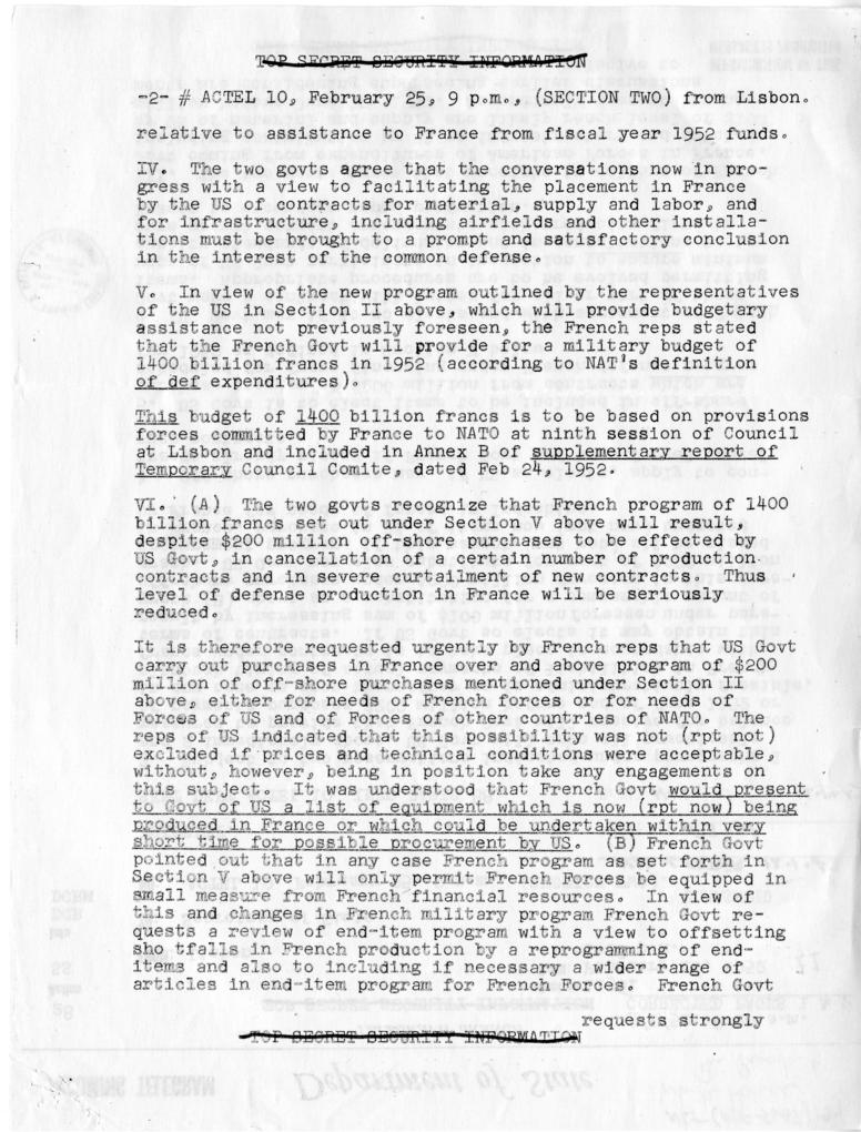 Telegram, Dean Acheson to Harry S. Truman