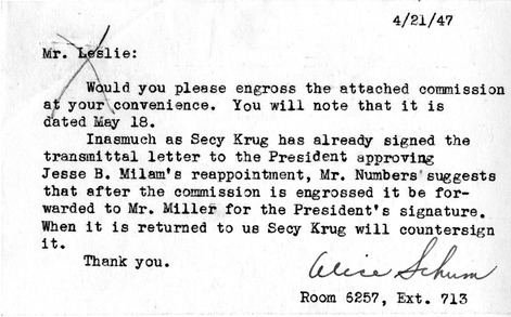 Letter from Secretary of the Interior Julius Krug to President Harry S. Truman, with Attachment