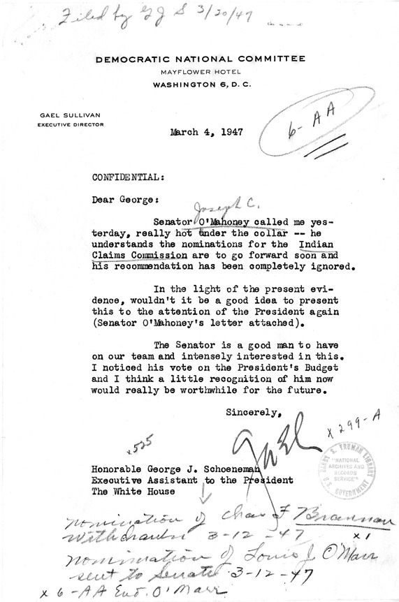 Letter from Gael Sullivan to George J. Schoeneman, with Attachments