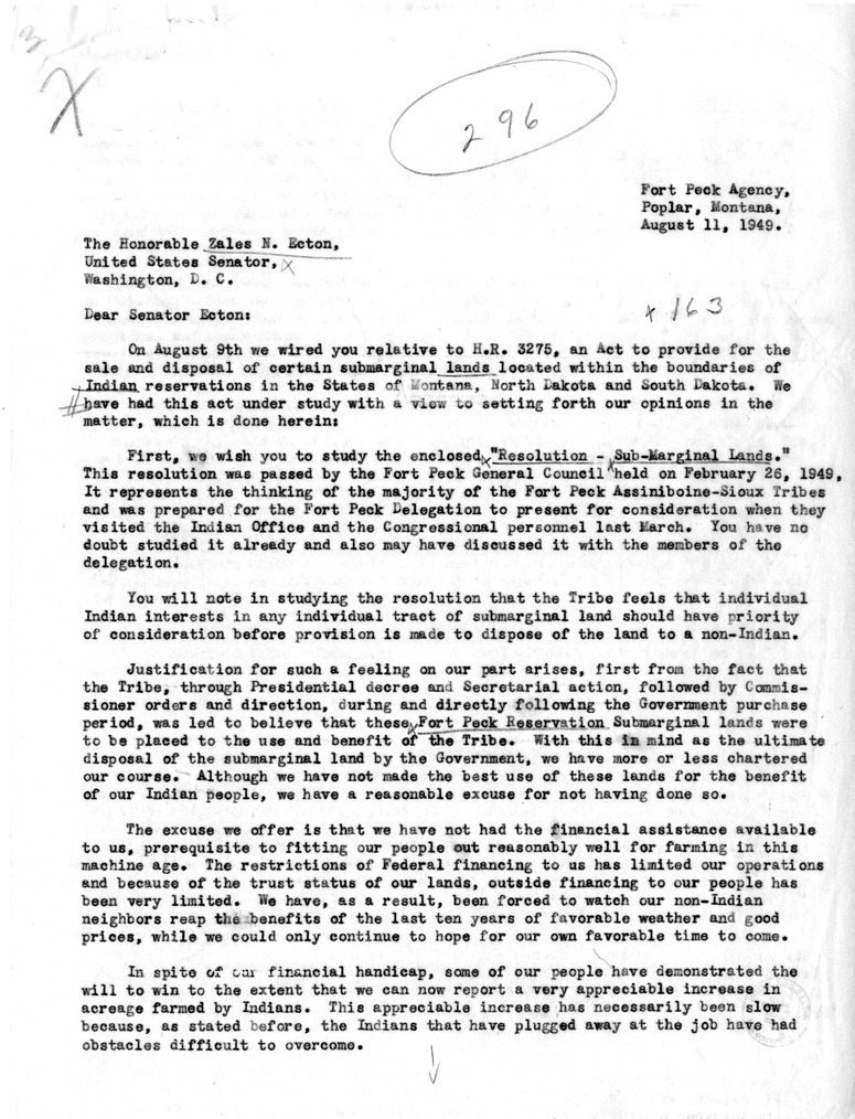 Letter from David Buckles to Senator Zales N. Ecton, with Attached Resolution