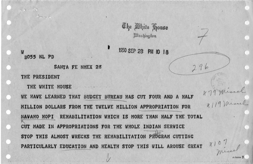Telegram from Mrs. Charles H. Dietrich to President Harry S. Truman