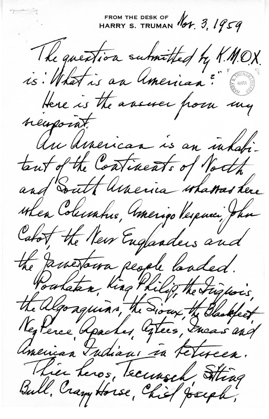 Correspondence Between Robert Hyland and Harry S. Truman, with Draft Reply